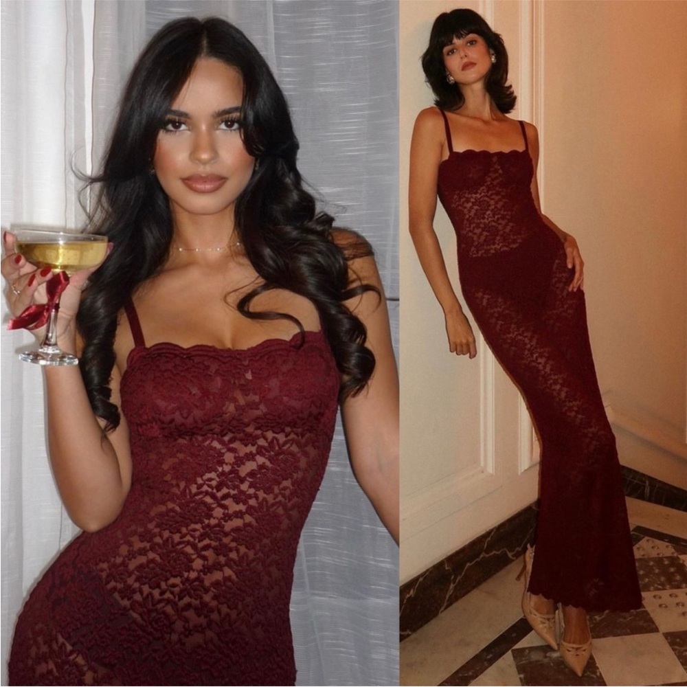 NWT ARCINA ORI Margot Maxi Dress in Wine Red